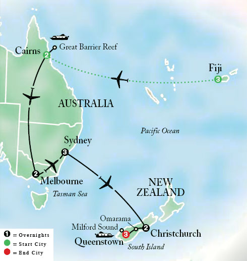 South Pacific Sampler With Fiji Tour Map