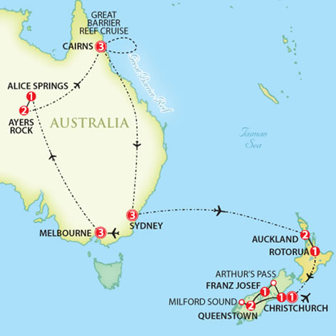 map of new zealand and australia