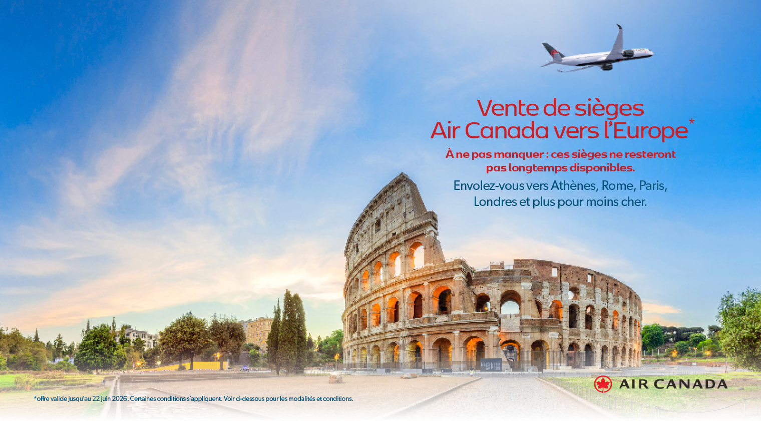 Aubaines incroyables sur les vols Air Canada